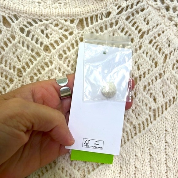 Sam Edelman - NWT Aura Ivory Crochet Long Sleeve Scalloped Sweater Size Small - Picture 9 of 11